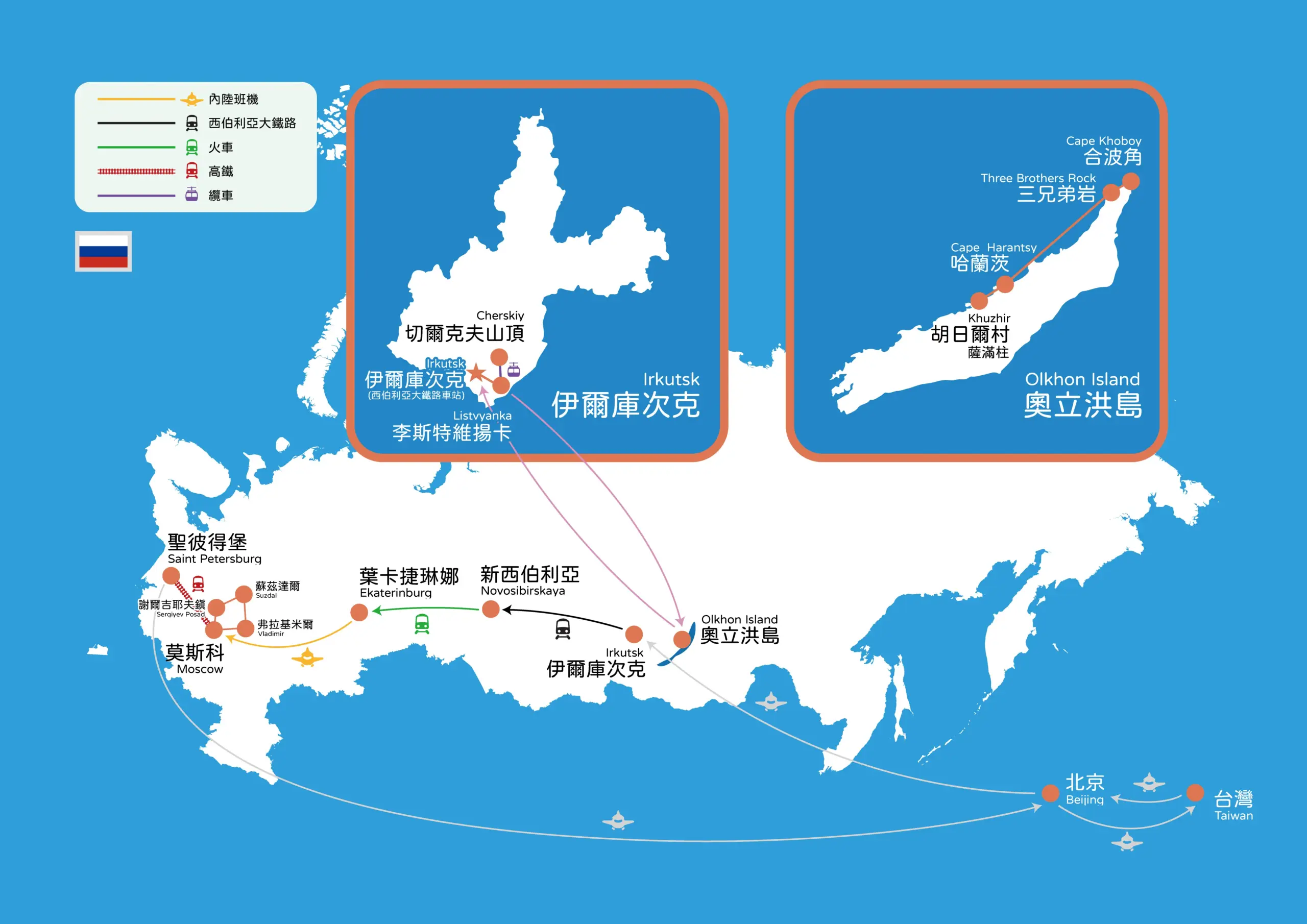 俄羅斯春夏18天行程地圖